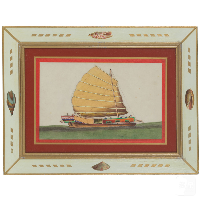 中國畫家 十九世紀 船圖一組十二幅 水粉紙本 鏡框 | CHINESE ARTIST (19TH CENTURY) - 图9